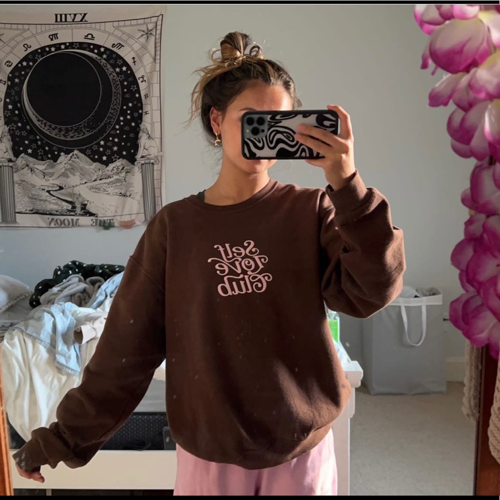 Lonely Ghost “self love club” brown crewneck